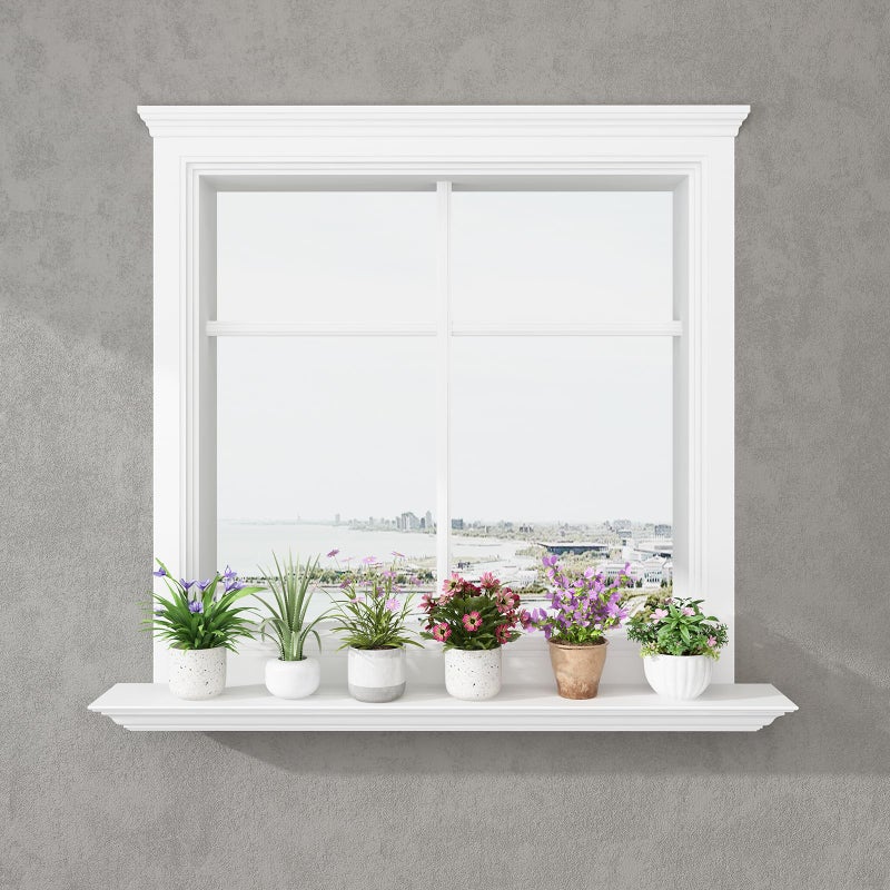 WELLAND 36 Inch Solid Pine Wood Floating Shelves Wall Mounted,Corona Crown Molding Floating Wall Display Shelf,White Finished. - Image 4